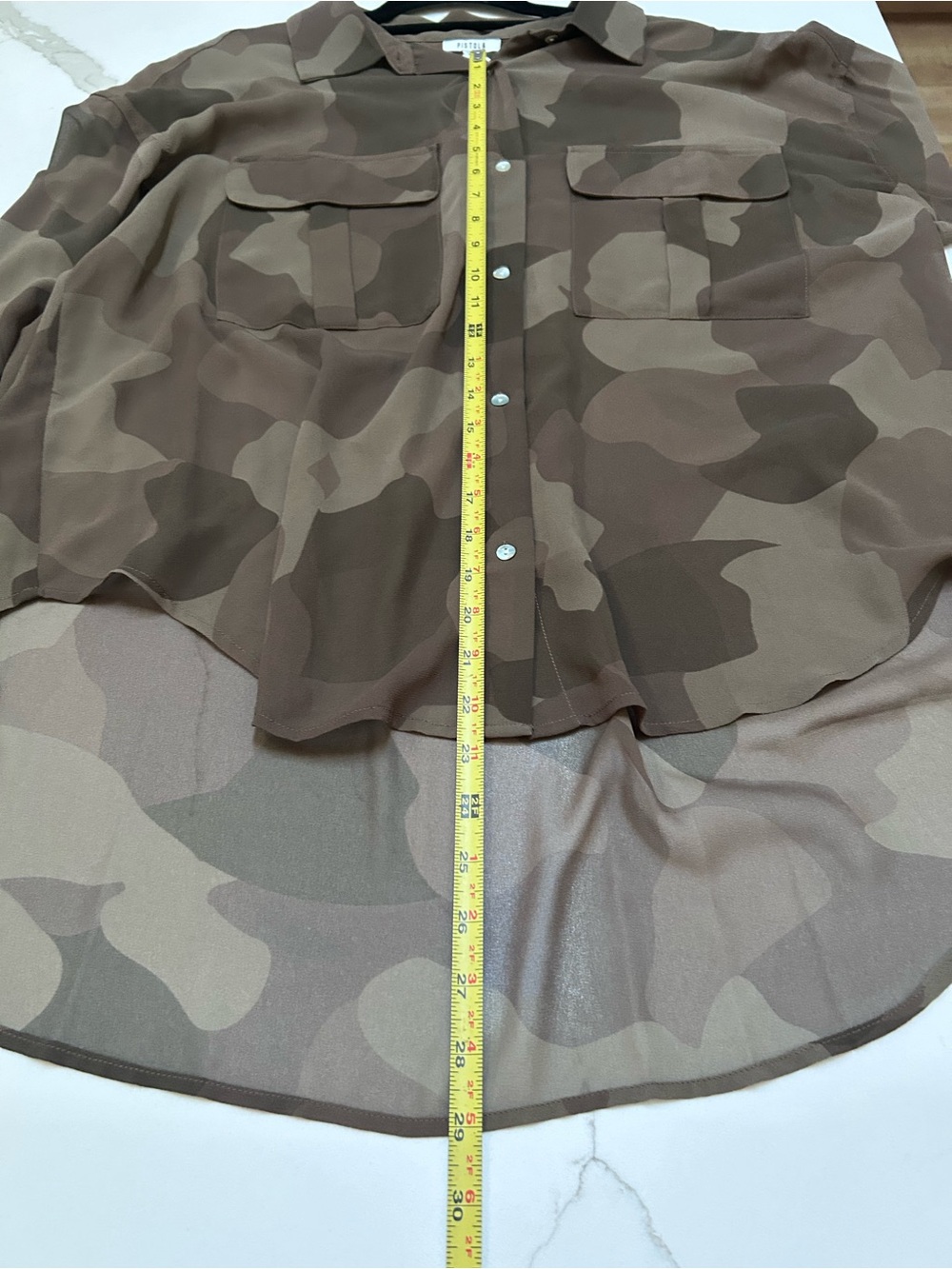 Pistola Reese sheer Olive Camo Button-Up Shirt medium - Picture 7 of 7